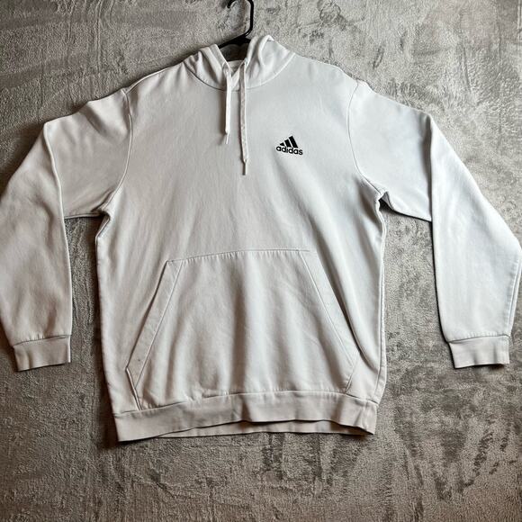 Adidas Men’s Athletic Long Sleeve‎ Hoodie Sz Large White - Picture 1 of 6